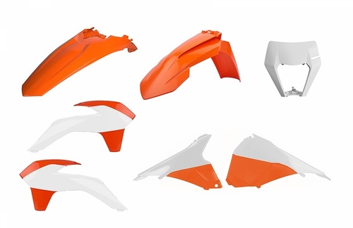 Комплект рестайлинга пластика (из 14 в 17 модельный год) оранжево-белый KTM EXC/EXC-F 14-16