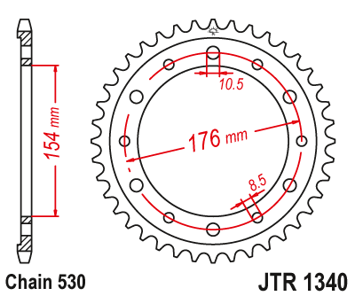 Звезда ведомая JTR1340 43 черная