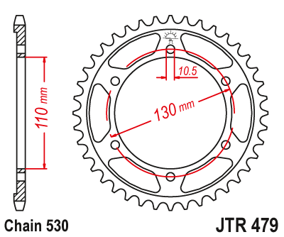 Звезда ведомая JTR479 46 черная