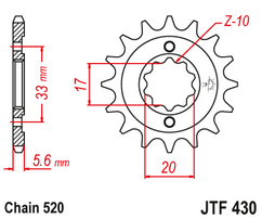 Звезда ведущая 12 зубов Kawasaki KX250F 04-05 / Suzuki RM-Z250 04-06 JT