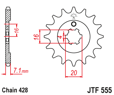 Звезда ведущая 13 зубов Kawasaki KX65 00-20 / KX85 01-20 (428 цепь) JT