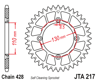 Звезда ведомая алюминиевая 49 зубов Honda CR85 03-07 (428 цепь) JT 