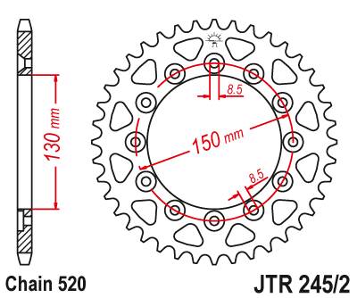 Звезда ведомая стальная 38 зубов Yamaha WR250F 08-20 / WR450F 10-16 JT