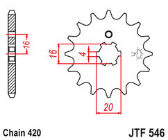 Звезда ведущая 13 зубов Kawasaki KX65 00-20 / KX85 01-20 (420 цепь) JT