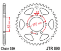 Звезда ведомая JTR890 42 черная