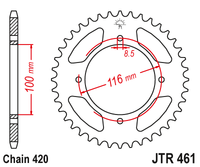 Звезда ведомая стальная 50 зубов KX85 01-20 (420 цепь) JT