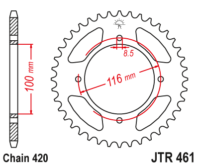 Звезда ведомая стальная 49 зубов KX85 01-20 (420 цепь) JT