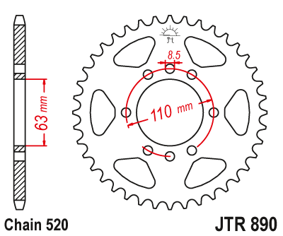 Звезда ведомая JTR890 45 черная