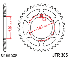 Звезда ведомая JTR305 46 черная