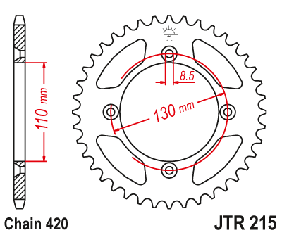 Звезда ведомая стальная 56 зубов Honda CR85 / CRF150R JT