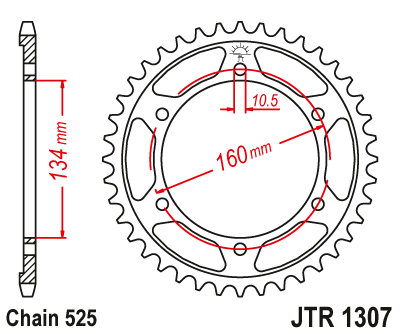 Звезда ведомая JTR1307 42 черная