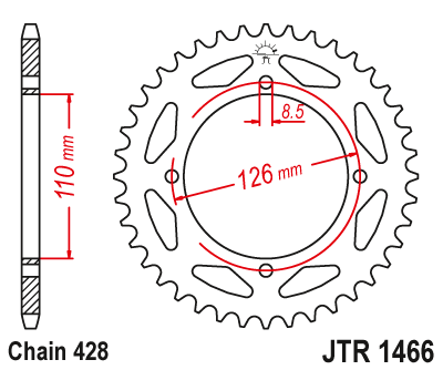 Звезда ведомая стальная 46 зубов KX65 02-20 (428 цепь) JT