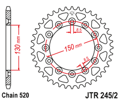 Звезда ведомая стальная 45 зубов Yamaha WR250F 08-20 / WR450F 10-16 JT