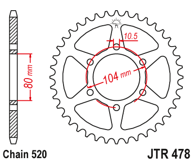 Звезда ведомая JTR478 43 черная