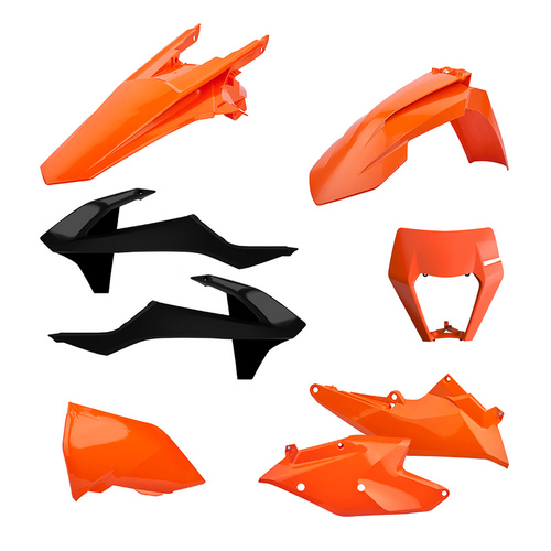 Комплект пластика оранжевого с черными боковинами бака (OEM 2017)  KTM EXC/EXC-F 17-19